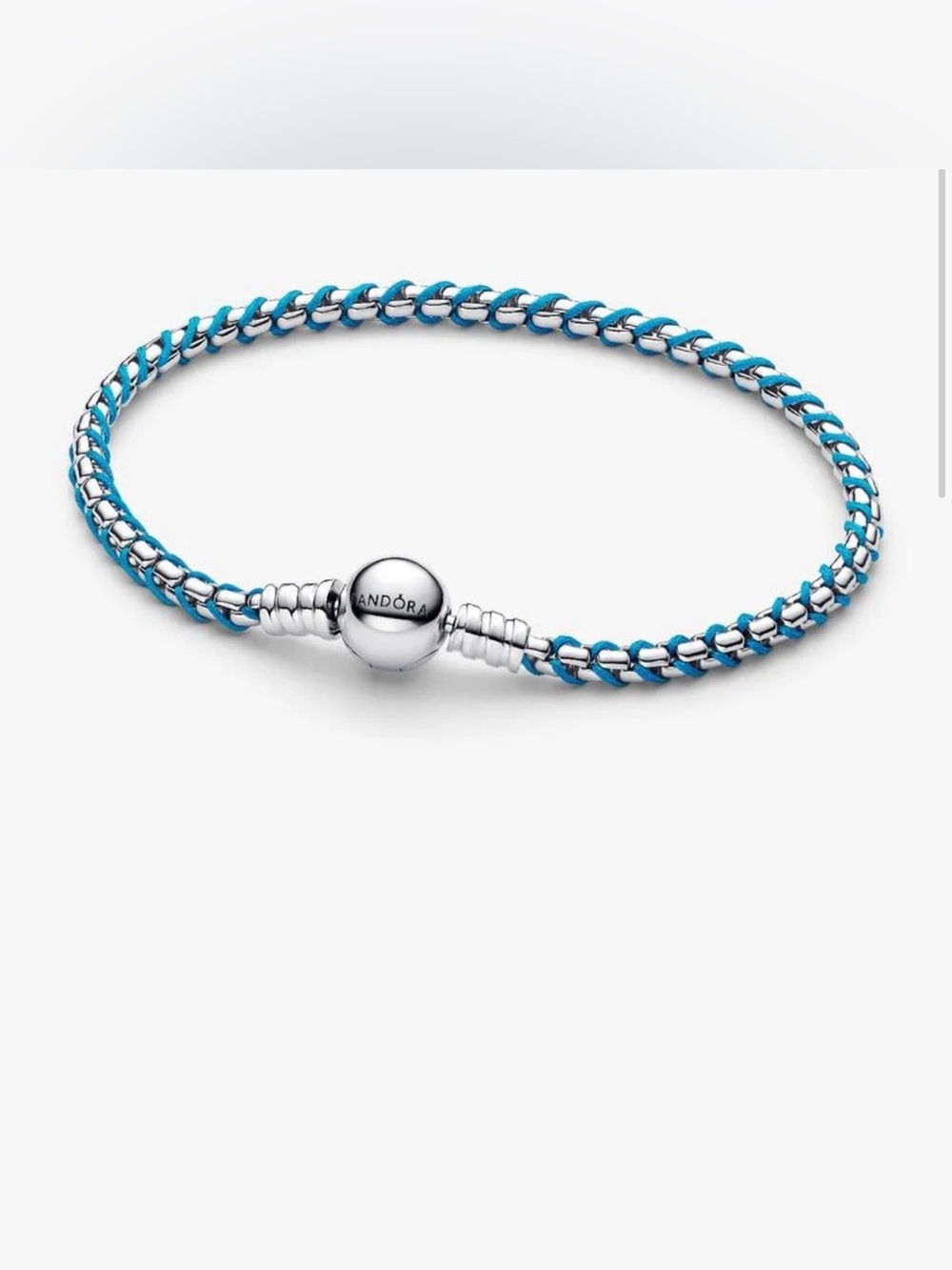PANDORA,NWT SS925 BLUE🩵-Braided Bracelet, Item #593816C01-17, Size 6.7 in (USA)